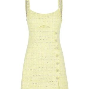 Self-Portrait Boucle Diamanté tweed yellow mini dress NWT